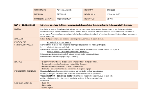 Planificação da aula 1