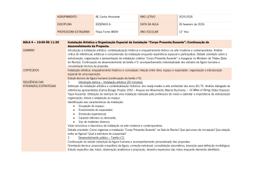 Planificação da aula 4
