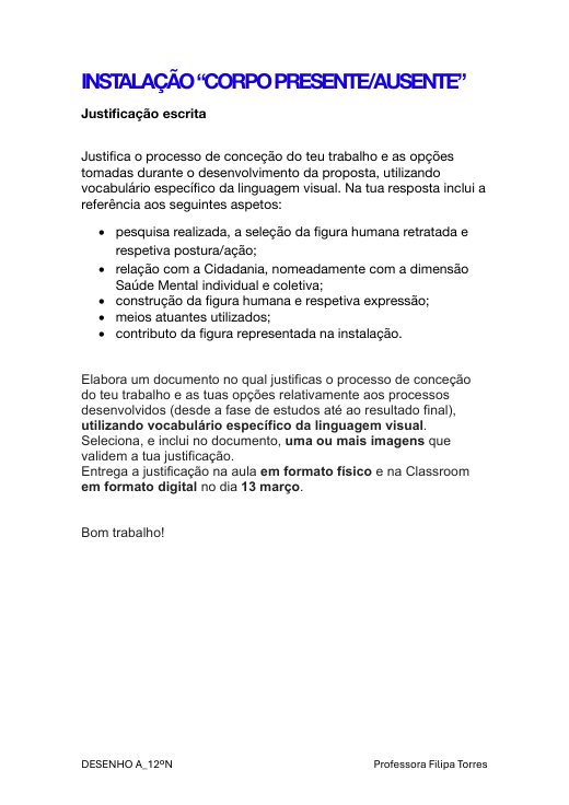 Enunciado da justificação escrita